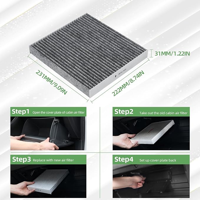 CF10134 Cabin Air Filter With Activated Carbon Replacement Compatible with Honda Civic Crosstour Acura CR-V Odyssey Accord Legend CSX ILX MDX RDX RLX TLX TSX ZDX AT134(2 Pack)
