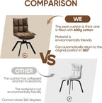Swivel Dining Chairs Set 2,Mid-Century Modern PU Upholstered with 360°AUTO Swivel Metal Legs,Suitable for Dining Rooms, Living Rooms, and Bedrooms.(Brown)