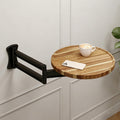 Wall Mounted Folding Table,11" Acacia Bedside Shelf Wall Mount Floating Wall Desk with 36 LBS Capacity for Small Spaces,Round Wood Tabletop with 720° Rotatable Aluminum Alloy Brackets