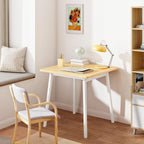 HOOBRO Bamboo Dining Table, Square Dining Table for 2, 27.6" Kitchen Table for Small Space, Writing Table, Easy to Assemble, for Dining Room, Living Room, Office, Kitchen, Natural and White YW70CZ01G1