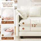 WorthFurni 111.4" Modular Sectional Sofa, U Shape Cloud Couch with 2 Movable Ottoman, Comfy Chenille Deep Seat Sofa with Soft Pillows for Living Room Bedroom Apartment (Beige)