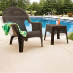Plexon Woven Side Table, Earth Brown, 20" D x 20" W x 18" H, Durable All-Weather Wicker, UV Protected, Stacks for Easy Storage