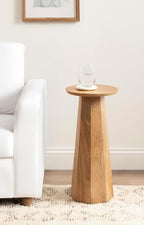 Kate and Laurel Hemingson Modern Mango Wood Round Drink Table, 10 x 10 x 22, Natural Wood, Mid-Century Circle Pedestal Table for Use as Bedroom Nightstand, Indoor Plant Stand, or Living Room Accent