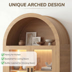 71” Tall Arched Kitchen Pantry with X-Pattern Glass Doors & RGB Lighting, Storage Cabinet Display Cabinet with Adjustable Shelves, Modern Pantry Cabinet for Kitchen, Living Room & Dining Room