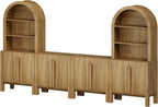 WAMPAT 6 in 1 Large 71" Tall Arched Cabinet with Doors, Modern Farmhouse Kitchen Pantry Cabinet for Kitchen, Living Room, Walnut