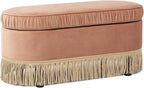 Jennifer Taylor Home Celeste 38" Oval Storage Bench Ottoman, Peach Orange Velvet