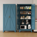 COFaR 71'' Tall Metal Storage Cabinet, Farmhouse Kitchen Pantry Cabinet with Doors and 4 Adjustable Shelves, Metal Pantry Storage Cabinets for Kitchen, Laundry, Peacock Blue 5-Tier