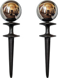 Lulu Decor, Garden Silver Gazing Ball Hose Guide, Set of 2. Strong and Decorative Hose Guide that Protects Your Plants While Providing Elegance to Your Garden