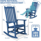 Outdoor Rocking Chairs Set of 2, Oversized All Weather High Back Porch Rocker, Patio Rockers for Outside