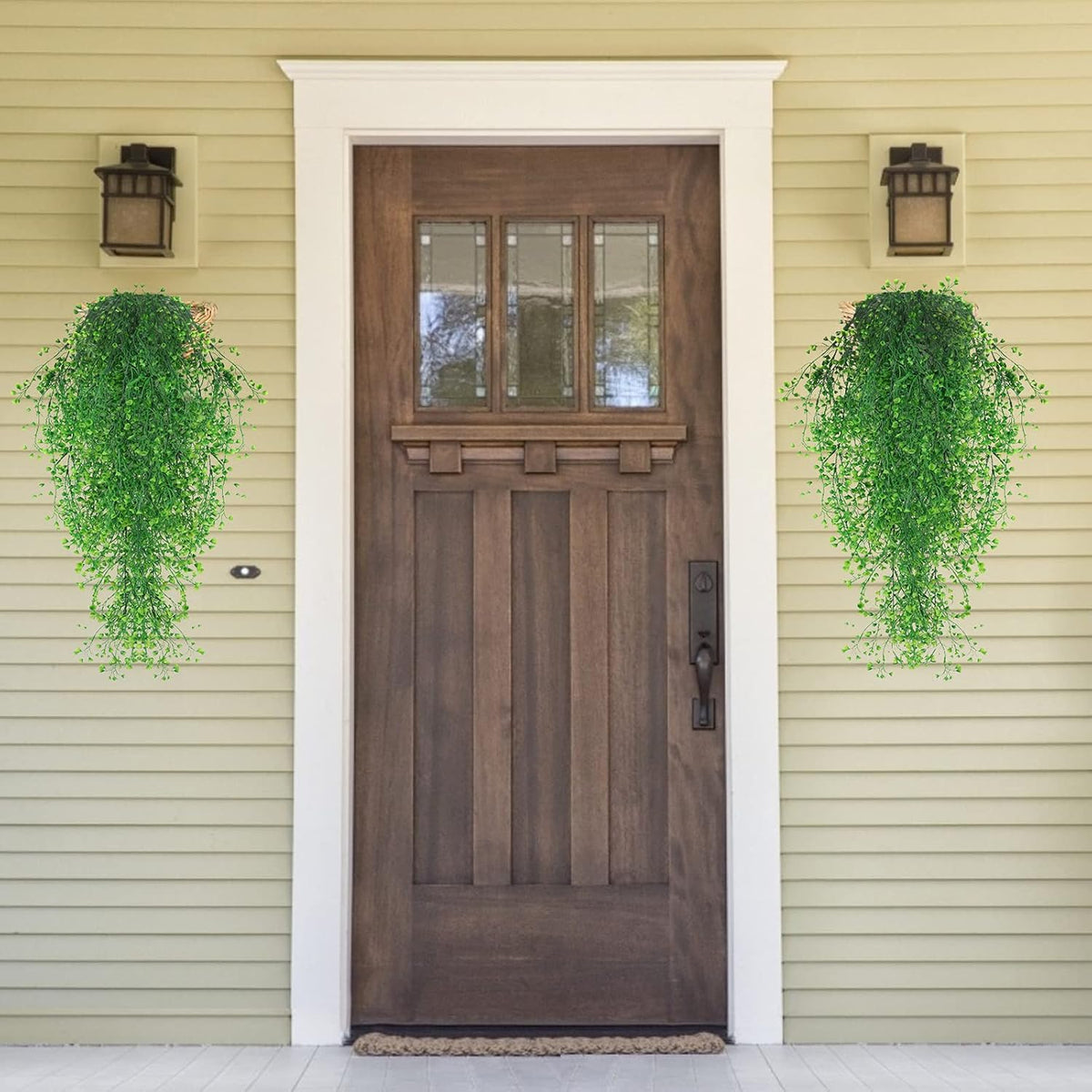 RECUTMS 4Pcs Artificial Hanging Plants Faux Hanging Greenery Ivy Decor Artificial Hanging Vines Plastic Plants for Indoor Outdoor Wall Home Garden Wedding Party Decor(Green 4P)