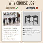 Alunaune 30" Metal Bar Stools Set of 2 Stackable Counter Height Barstools Backless Industrial Kitchen Bar Chairs with Wooden Seat-Matte Black
