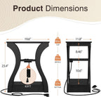 SUPER DEAL End Table Set of 2, Curved Frame Nightstand, Narrow Side Table with Charging Station for Living Room, Bedroom, Small Spaces, 2 USB and 2 Power Outlets, 19.6" W x 11.8" D x 23.4" H, Black