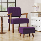 FAGAGA Storage Ottoman, Small Foot Stool Ottoman with Adjustable Lid | Sturdy Wood Legs, Modern Foot Rest for Living Room, Bedroom, Couch, Enterway, Purple