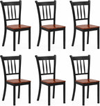 POWERSTONE Dining Chairs Set of 6, Rubberwood Kitchen Chairs, Black | Farmhouse Dining Chairs with W-Shaped Seat & Spindle High Back for Dining Room, Cafe, Canteen