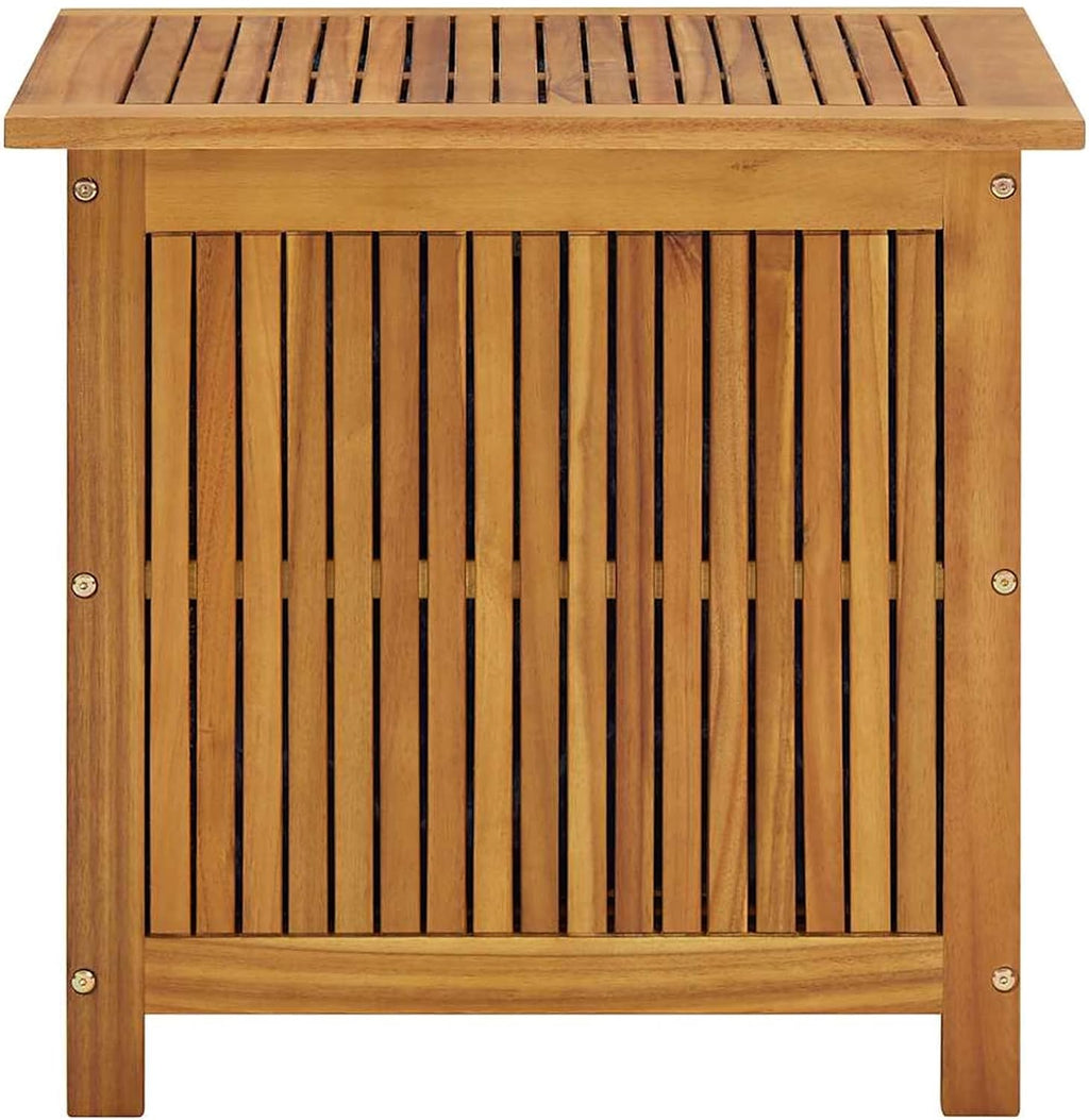 Gecheer Wooden Storage Box, Garden Storage Bench with Water-Resistant Bag, 60x50x58 cm Solid Acacia Wood Organizer for Outdoor Indoor Use