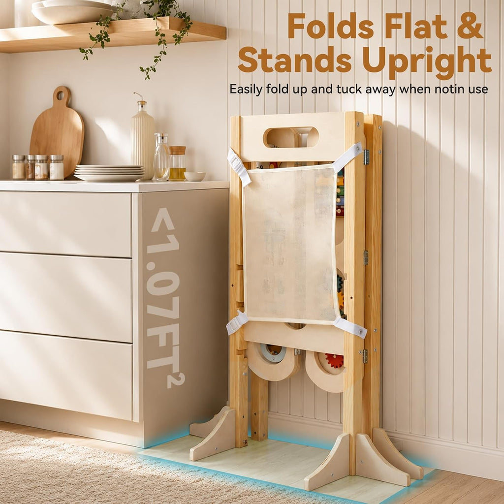 Foldable Toddler Standing Tower & Montessori Weaning Table and Chair Set