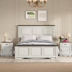 Halitaa Nightstands Set of 2 with Charging Station, White Oak | Bedside Table with Large Drawer, Side Table with Storage Cabinet and Adjustable Shelf, Farmhouse End Table for Bedroom