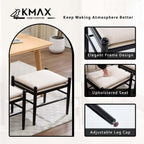 Kmax Ottoman Bench, 19 Inch Tall Vanity Makeup Chairs No Wheels, Upholstered Ktichen Chairs Backless Wooden Side Chairs for Dining Room, Extra Seating for Living Room - Linen, White
