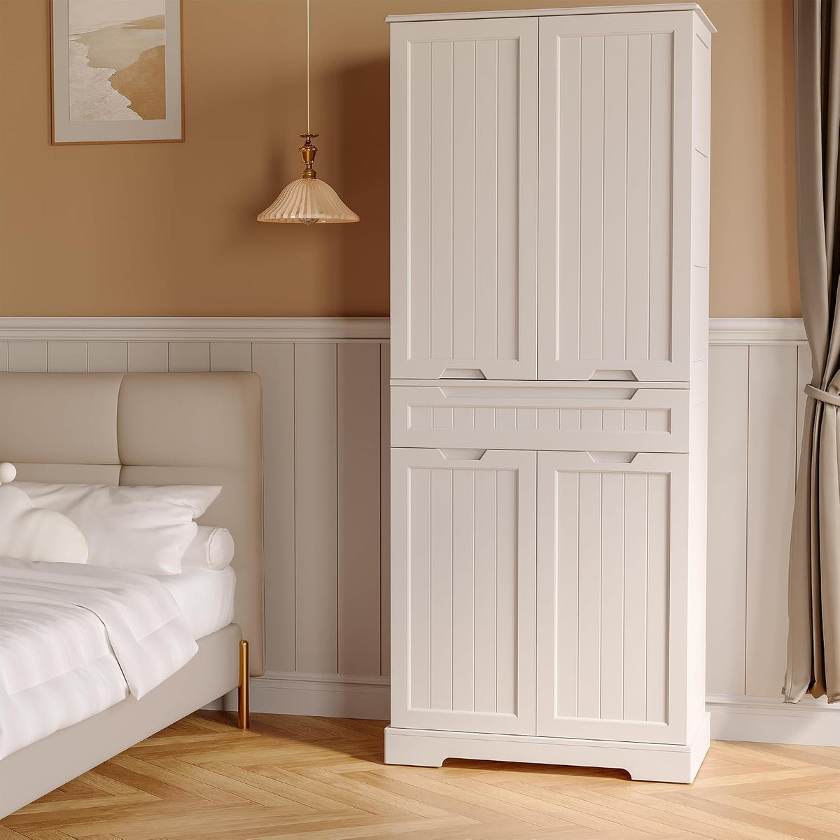 Gizoon Tall Kitchen Pantry Cabinet with Doors and Adjustable Shelves, White | 70'' Pantry Storage Cabinet with Drawer Freestanding Organizer for Small Kitchen Bathroom Laundry Room