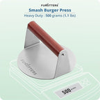 Smash Burger Press Patty Maker, 6'' Hamburger Smasher Tool, Heavy-Duty Stainless Steel 304, BBQ Grill and Flattop Griddle Accessory - Commercial Grade