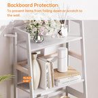 HITNET Ladder Shelf, 4 Tier Bookshelf, Floor Standing Bathroom Storage Rack with Bamboo Frame, Home Office Open Display Bookcase, White