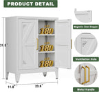 32" Metal Bathroom Storage Cabinet,Floor Storage Cabinet with 2 Doors and 2 Adjustable Shelves,Freestanding Sideboard for Small Spaces, Hallway, Dining Room,White