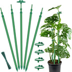 Extendable Plant Stakes,Adjustable Length from 17.9IN to 42.3IN Monstera Support Stakes with Clips,Sturdy Plant Stakes for Indoor Outdoor,Garden Sticks for Tomato,Orchid,Climbing Plants- 5Pack