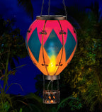 Regal Art & Gift Hot Air Balloon Solar Lantern – Hanging Solar-Powered LED Lights, Waterproof Portable Decorative Outdoor Lamp Made of Metal & Glass for Garden, Patios & Pathway – Diamond (Large)