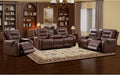 EBELLO 3PCS Faux Leather Recliner Sofa Furniture Set, Included Recliner Chair, Manual Loveseat and 3 Seat Reclining Sofa Couch, Vintage Rivet Mid-Century Modern Design for Living Room, Brown