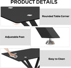 5 Pieces Modern Luxury Glass Dining Set, Minimalist Rectangle Dinner Room Set for 4, 47'' Black Glass Top Kitchen Table Set with Black Tufted Chairs, for Small Apartment Home