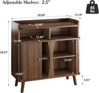 Decofy 39" Buffet Sideboard Cabinet, Mid Century Modern Console Cabinet with Roller Shutter Sliding Doors & Adjustable Shelves for Kitchen Cabinets, Living Room, Entryway, Coffee Bar Cabinet (Walnut)