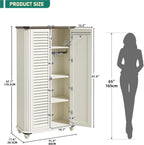 YITAHOME 67" Kitchen Pantry Cabinet, 4 - Tier Cupboard with Adjustable Shelves, Hooks & Detachable Hanging Rods, Buffet Sideboard for Living & Dining Rooms, White
