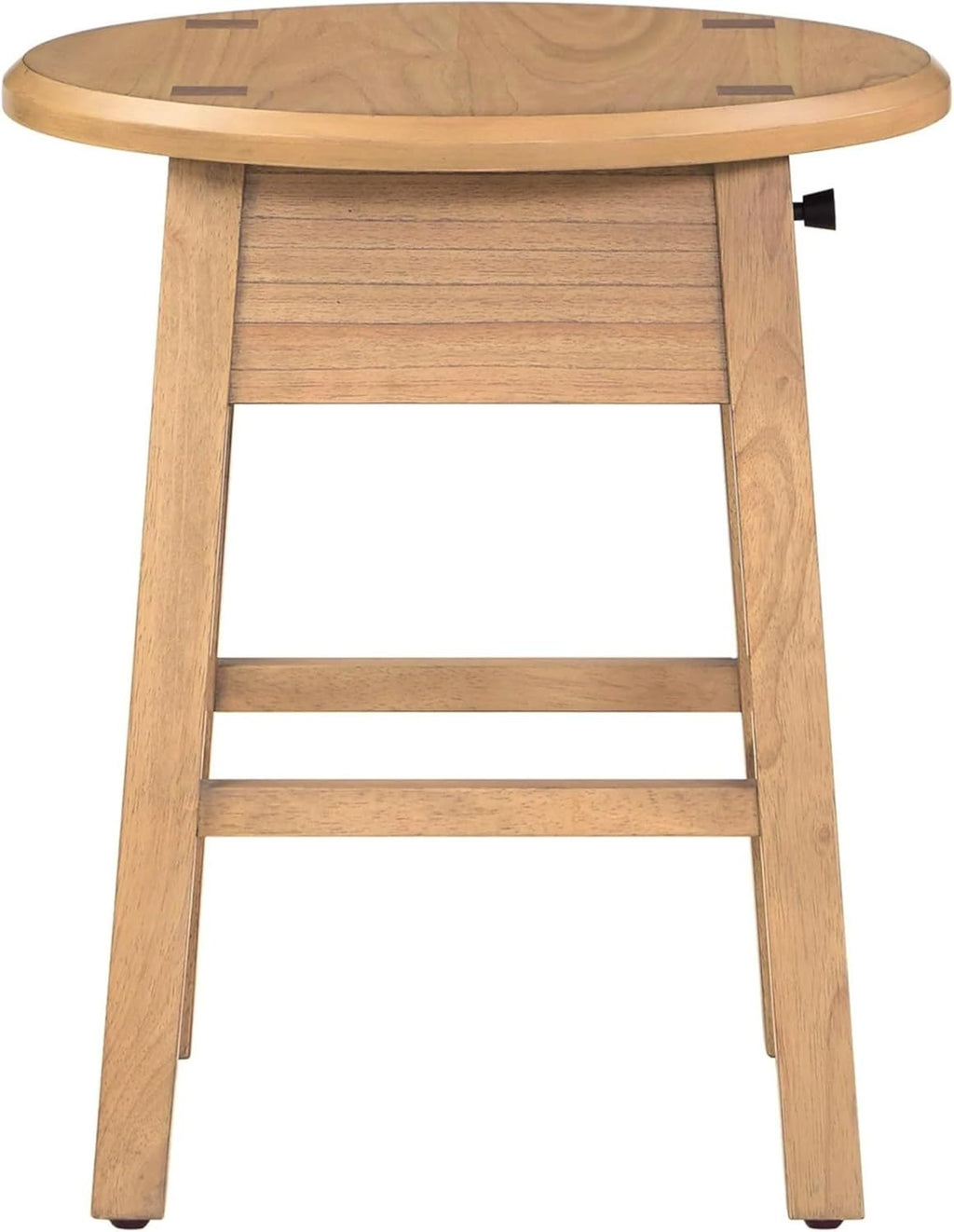 Solid Rubberwood Round Side Table with Drawer, Natural Oak Painted Finish Sofa End Table & Nightstand for Living Room, Bedroom