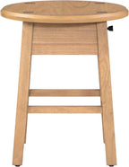 Solid Rubberwood Round Side Table with Drawer, Natural Oak Painted Finish Sofa End Table & Nightstand for Living Room, Bedroom