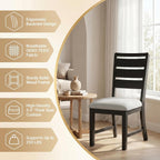 COLAMY Modern Dining Chairs Set of 4, Breathable Fabric Kitchen Chairs with High-Resilience Cotton Padding, Ergonomic Solid Wood Legs Accent Seating for Living Room 250LBS,Black
