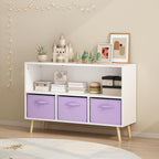 Kids Bookcase with Collapsible Fabric Drawers, Toddler Table and | Multi-purpose kids furniture set for bedroom with collapsible fabric drawers, sturdy MDF board, easy setup, perfect for