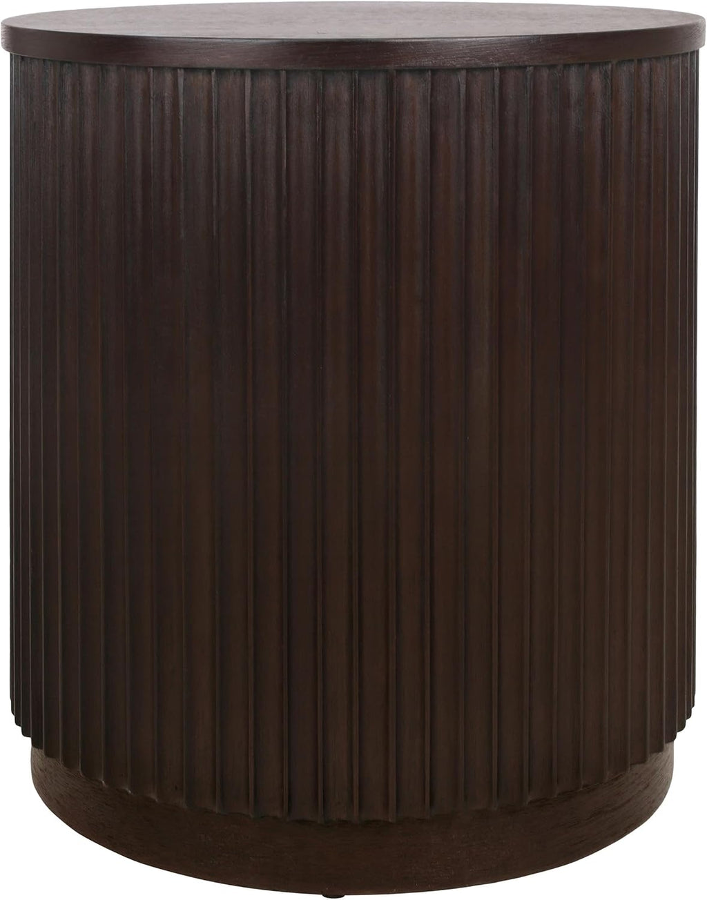 NPD Furniture Truro 19-Inch Round Accent Table with Storage Shelf, 2-Tier Side End Table with Fluted Column for Living Room, Dark Brown