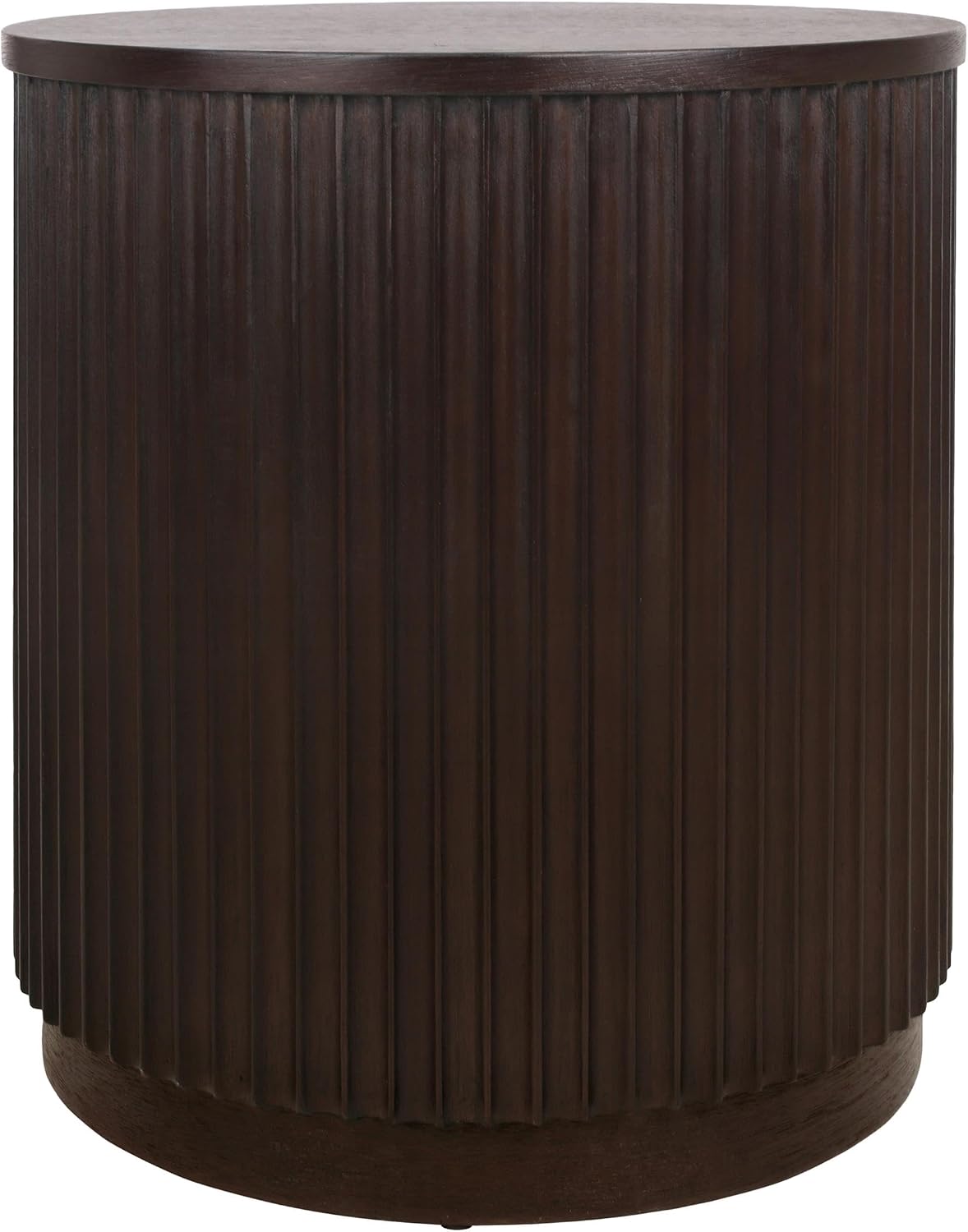 NPD Furniture Truro 19-Inch Round Accent Table with Storage Shelf, 2-Tier Side End Table with Fluted Column for Living Room, Dark Brown