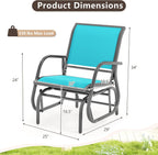Giantex Swing Glider Chair W/Study Metal Frame Comfortable Patio Chair Love-Seat for Garden, Porch, Backyard, Poolside, Lawn Outdoor Rocking Chair (1, Turquoise)