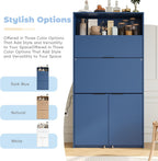 MERITLINE Compact Kitchen Pantry with Hutch and Foldable Workstation, Multifunctional 69''H Buffet Storage Cabinet with Adjustable Shelf & Power Outlet for Dining Living Room (Dark Blue)