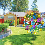 DREAMYSOUL 2 Packs Wind Spinners for Yard and Garden, Colorful Pinwheel Metal Wind Sculpture Outdoor Yard Art for Garden, Patio, Lawn Decor (11" Dia * 37.8" H)