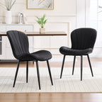 Fabric Dining Chairs Set of 4, Mid Century Modern Kitchen Chairs with Padded Cushion Seat and Metal Legs for Dining Room, Comfy Breathable Upholstered Side Accent Chairs, Black