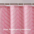 Pink Boho Shower Curtain Pretty Cute Shower Curtain Tufted Chervon Textured Modern Minimalist Striped Shower Curtains Pink, 72 x 72
