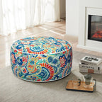 Magpie Fabrics Inflatable Stool Ottoman Pouf D20 xH9, Outdoor Round Footrest Footstool, Portable for Patio Garden Travel Camping - Paisley Multi
