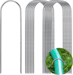 Tandefio 100 Packs Drip Irrigation Tubing Stakes 6 Inch Garden Pins Landscape Staples Securing Pegs Galvanized Lawn Yard U Pegs for Hose, Chicken Wire, Weed Barrier Fabric, Dog Fence