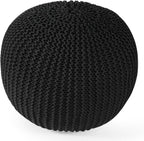 Pouf Ottoman Stuffed Round Modern Foam Filled Foot Rest Poufs for Living Room Chair Decorative 20 X 14 Inches Boho Relax Stool for Wedding Christmas Party, (Black, 20 Inch)