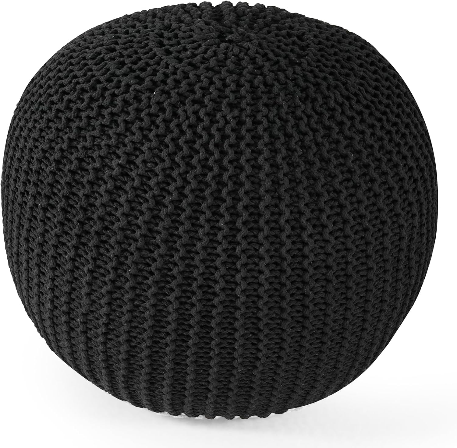 Pouf Ottoman Stuffed Round Modern Foam Filled Foot Rest Poufs for Living Room Chair Decorative 20 X 14 Inches Boho Relax Stool for Wedding Christmas Party, (Black, 20 Inch)