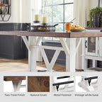 Signature Design by Ashley Valebeck Counter Height Dining Table, Rustic Farmhouse Design, Black Metal Footrest, Seats Up to 4, Great for Small Spaces, White