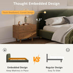Virubi California King Size Upholstered Bed Frame with Curve Shaped Headboard, Modern Upholstered Platform Bed with Solid Wood Legs, Easy Assembly (California King,Olive Green)