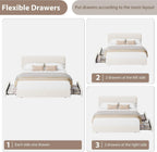 IDEALHOUSE King Bed Frame with 2 Storage Drawer and Upholstered Headboard